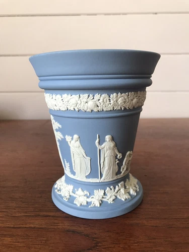 Vintage Wedgwood Jasperware Arcadia Vase with Flower Frog Made In England