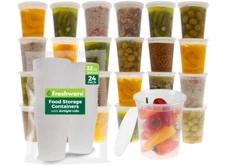 Freshware Food Storage Containers 24 Set 32 oz Plastic Deli Containers with Lids