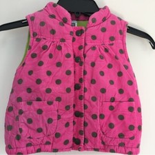Carter's Toddler Girls Pink Polka Dot Cotton Corduroy Thick Winter Puffer Vest