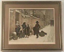 Gorgeous antique lithograph titled "The First Parting" by Outin. Dated 1897