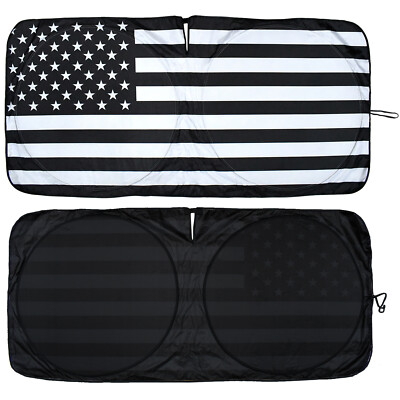 JYMAOYI US Flag Windshield Sun Shade – Fits Honda Accord & Most Cars (63" X 34", Foldable, UV Block)