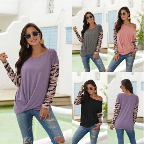 Women's Leopard Print Loose Regular Blouse Long Sleeve T-Shirt Tops Ladies