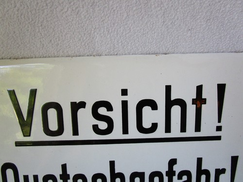 altes seltenes Emailschild gekantet 30x21cm Vorsicht Quetschgefahr! Fabrikschild - Picture 3 of 6