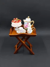 Dollhouse Miniature Tea Table Serving Tray Reutter Dresden Rose 1:12 GERMANY