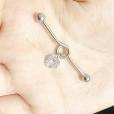 Handcrafted Surgical Steel 14g 1-1/2" ROUND PRINCESS CUT CZ INDUSTRIAL BARBELL