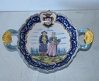 Henriot Quimper HR - Melonnière with two handles decor of a Breton couple