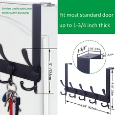 over the Door Hook Door Hanger Hook Rack with 5 Tri Hooks for Hanging Coats, ...