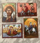 Lot of 4 coptic icon  fridge magnets  the Holy Family in Egypt, Shepherd Jesus