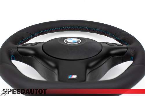 Tausch Abgeflacht Lederlenkrad für BMW M-Power E46 E39 Lenkrad Schwarz Blende - Bild 6 von 10