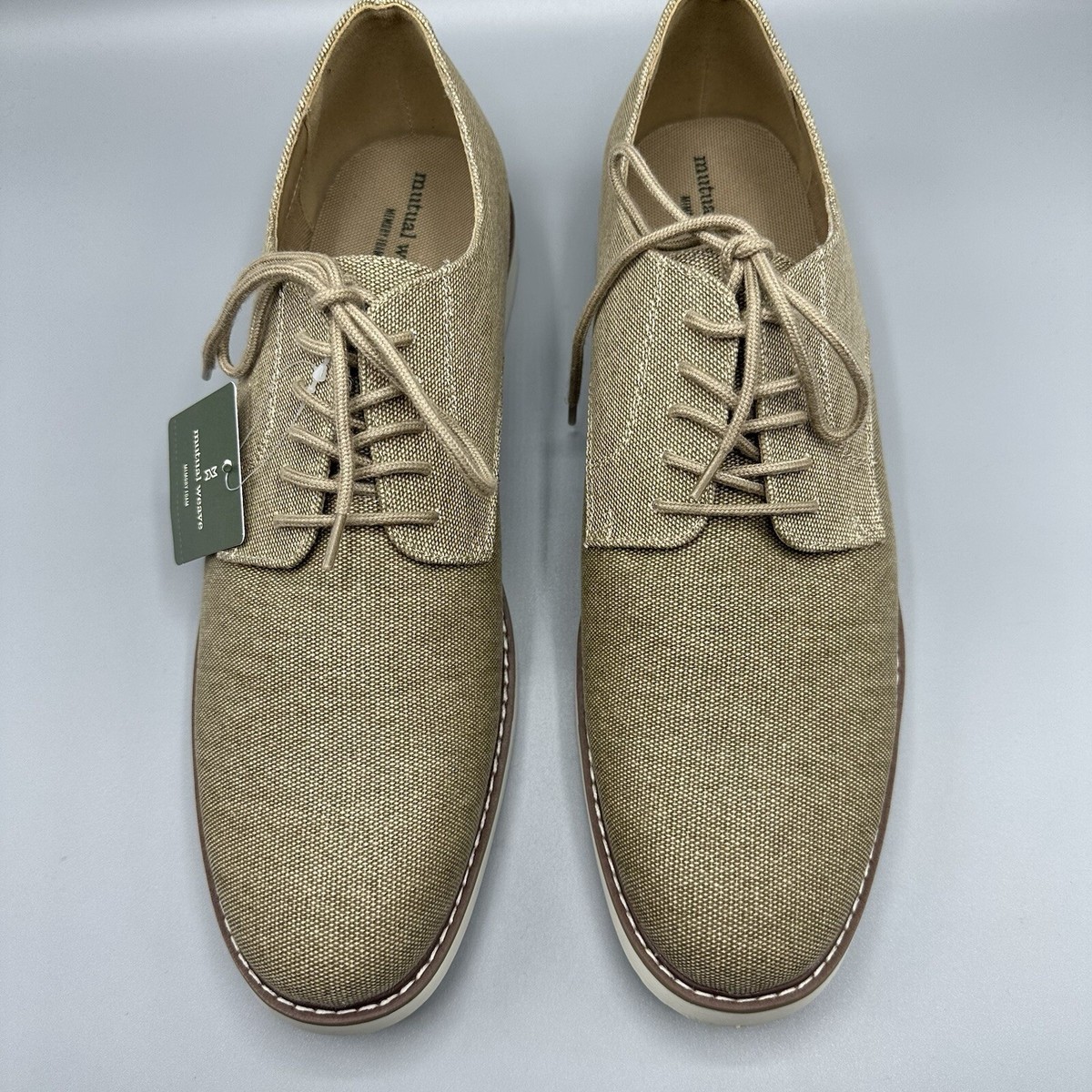 Mutual Weave Memory Foam Dress Sand Canvas Shoes Men display picture 1