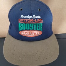 Vintage Roundup Ready Bottom Line Booster Baseball Cap Golf Hat Made in USA
