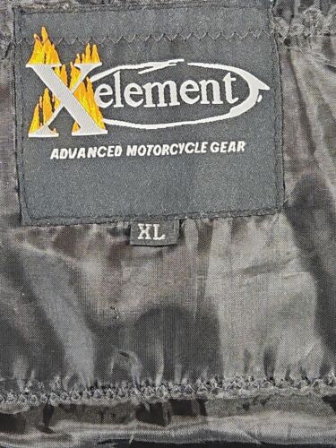 MEN'S X Element Advanced Motorcycle Black Leather Vest XL Zip Hook & Loop Used - Picture 3 of 8