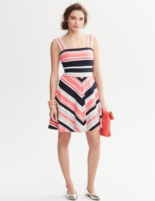 Banana Republic Pink Milly Collection Striped Fit and Flare Dress 4P | eBay