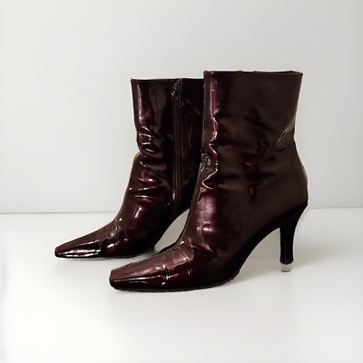 Stuart Weitzman Patent Leather Zip Boot Ruby/Bordeaux 7.5, Classic Y2K-10 s