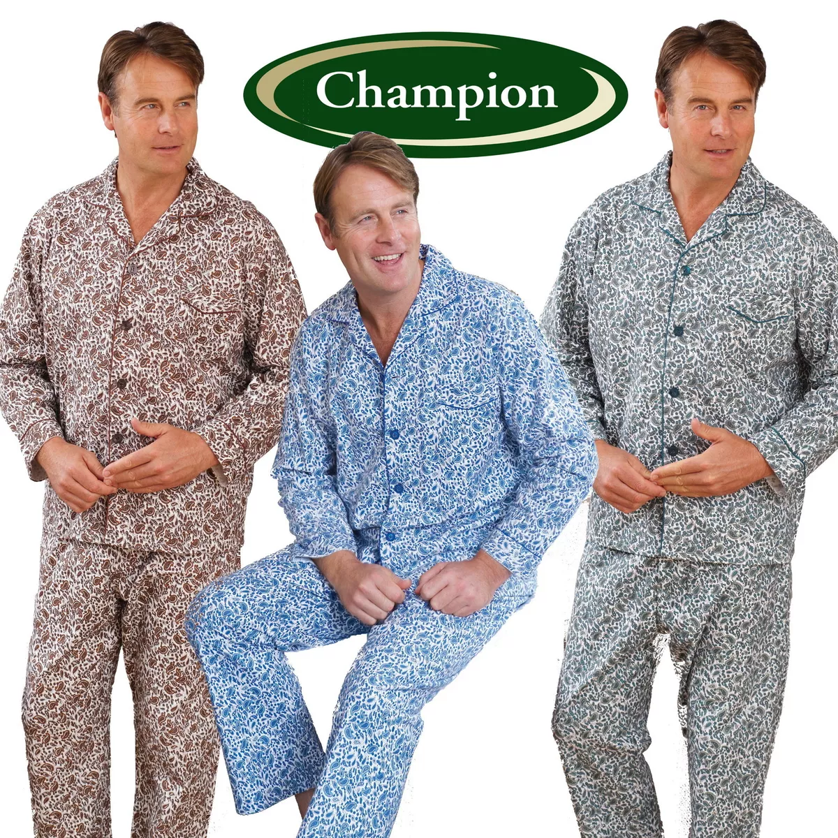 Mens Champion Paisley Brushed Cotton Pyjama Set Sizes S up to 3XL