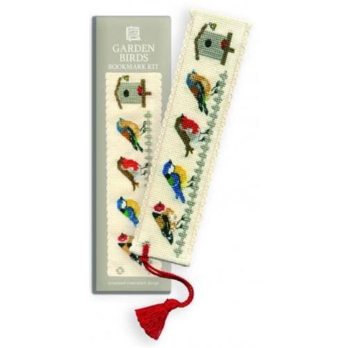 KILTS WI HAE Garden Birds Robin Blue Tit Gold Finch Counted Bookmark Cross Stitch Kit