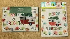 MERRY & BRIGHT Camper with Christmas Tree Lights 4-Place Mats & Table Runner Set