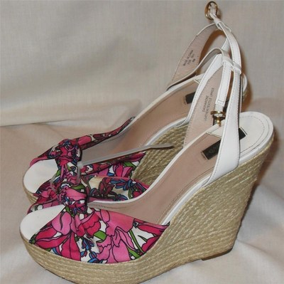 JOAN & DAVID SHARONE SANDAL SHOES ESPADRILLE WEDGE HEEL SZ 8.5M