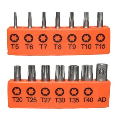Hollow Bit Plum Blossom Bit Set T5-T40 Electric Screwdriver Bit 14Pcs Steel Bit