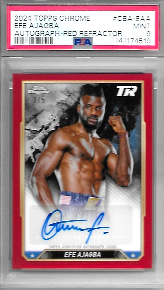 2024 TOPPS CHROME BOXING #CBA-EAA EFE AJAGBA RED REFRACTOR AUTO 3/5 PSA 9 POP 1