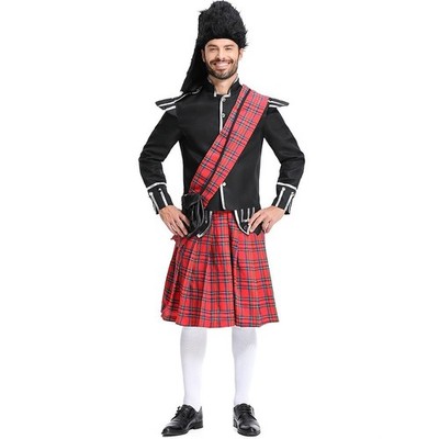 Herrenkostüm schottische Highlandgarde kariert Kilt Halloween Party Cosplay Outfit UK