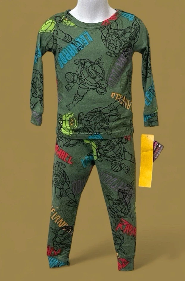 Teenage Mutant Ninja Turtles Boys 2 PC Pajama Set Toddler Size 4 Green - Image 2 of 4