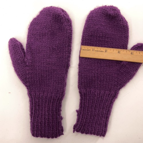 Home Knit Royal Dark Purple Winter Mittens - Picture 4 of 4