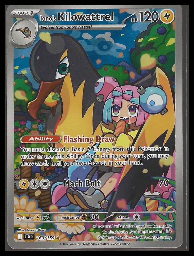 Pokemon TCG Iono's Kilowattrel Illustration Rare 163 Journey Together Holo NM/M