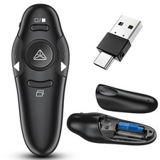 2-in-1 USB Type C Presentation Clicker Wireless Presenter Remote with Laser P...