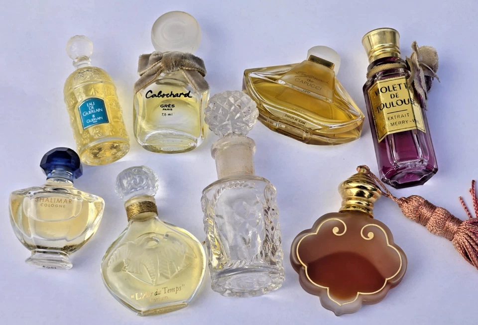 8 Jolies flacons à parfum anciens divers avec bouchons d'origine / Collection - Photo 3/4