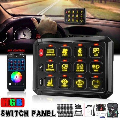 RGB 12 Gang APP Bluetooth Schalter Panel 12-24V multifunktional Hilfsschaltfeld