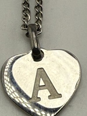 Silvertone Initial A Necklace dainty 20 Inch L  Item AB-10