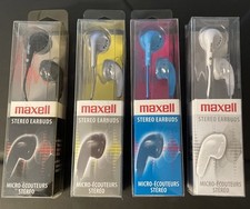 Lot Of 4 Maxell Stereo Earbuds NIB for IPod IPhone IPads Soft Rubber Corded