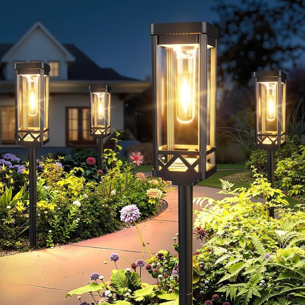 Solarleuchten Garten 6 StüCk Modern LED AußEnbeleuchtung Schwarz 65 Cm Superhell-image