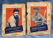 2 Two 1936 Wheaties Panel Cards Chicago Cubs Billy Herman &amp; Lon Warneke