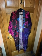 Japanese Vintage 1940's Kimono Floral Multi Color Design M - L Authentic Mcm