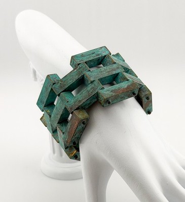 1983 Robert Lee Morris Wabi Sabi Verdigris Block Bracelet Rare Modernist