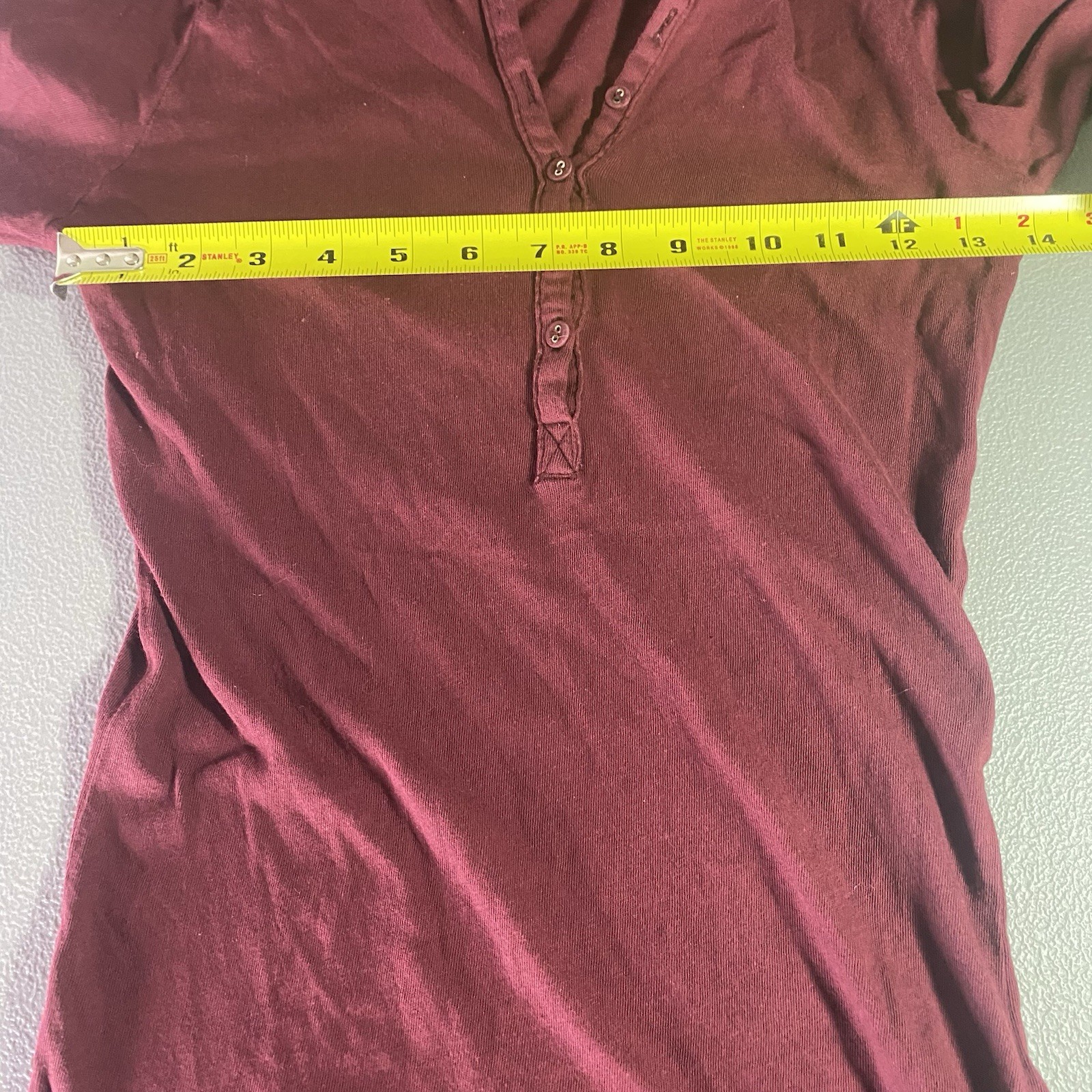 VELVET Graham & Spencer Top Henley Long Sleeves Shawl Fitted Stretch Women S Red