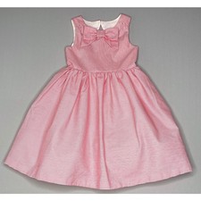 NWT Janie Jack Coral Pink/White Striped Bow Trim Party Dress Girls 5 Yrs