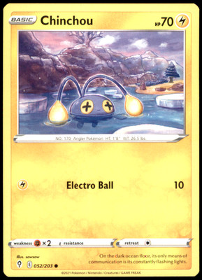 Chinchou 052/203 SWSH07: Evolving Skies Common Regular NM Pokemon TCG