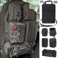 Tactical Car Seat Back Organizer With 5 Detachable Molle Pouch Flag Universal