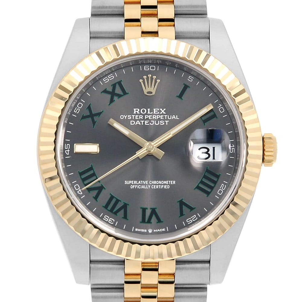 ROLEX Datejust 126333 slate (Grey) Green Roman 5 Row Jubilee Bracelet Random...