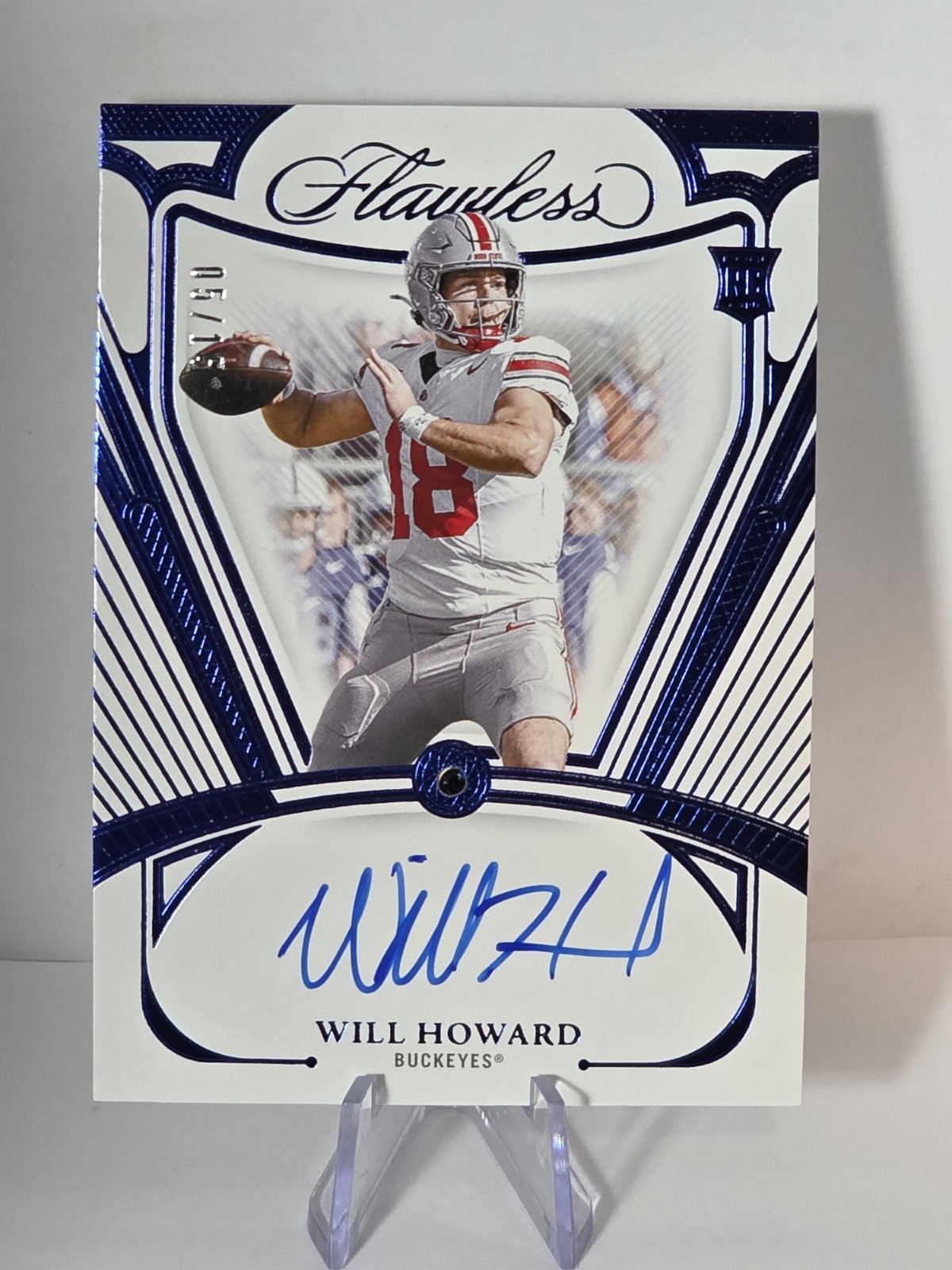 Will Howard Panini National Treasures Collegiate Flawless Rookie Gem Signatures #WHD Sapphire
