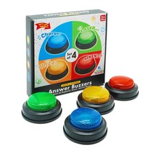 Set of 4 Buzzers for Trivia Games, Answer Buzzers for Classroom, Family Feud ...