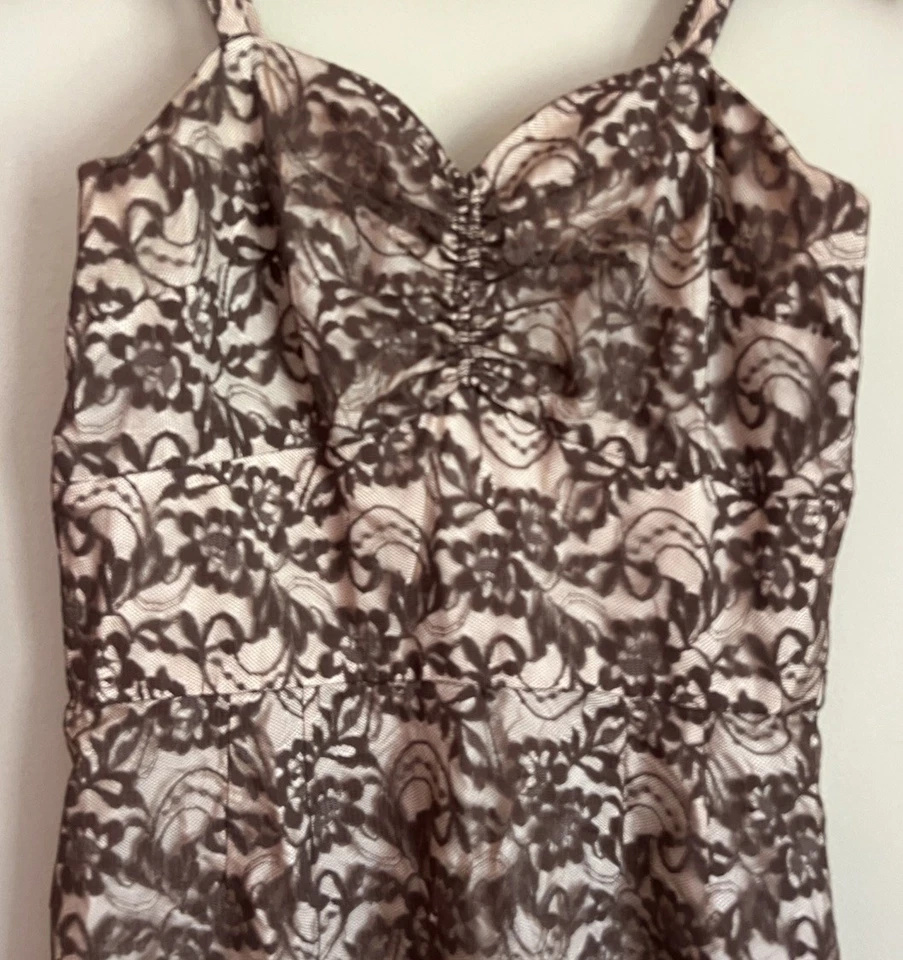 Vestido Vintage Jack Stern Wiggle Marrón Encaje Sobre Desnudo Talla XS 2 4 50s 60s Foto 4 de 4