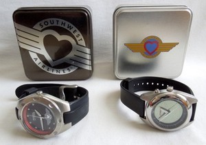 * Lot of 2* FOSSIL Watches SOUTHWEST AIRLINES *Big Tic*100 Meters *PLUS Two TINS