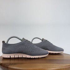 Womens Cole Haan Zerogrand Gray Stitchlite Knit Wingtip Oxfords Shoes Size 7.5 B