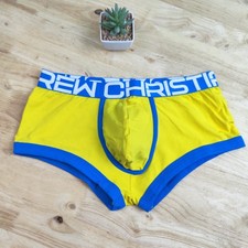 Andrew Christian Sexy Hombres Ropa Interior Anillo en C Algodón Boxer, Amarillo, Pequeño
