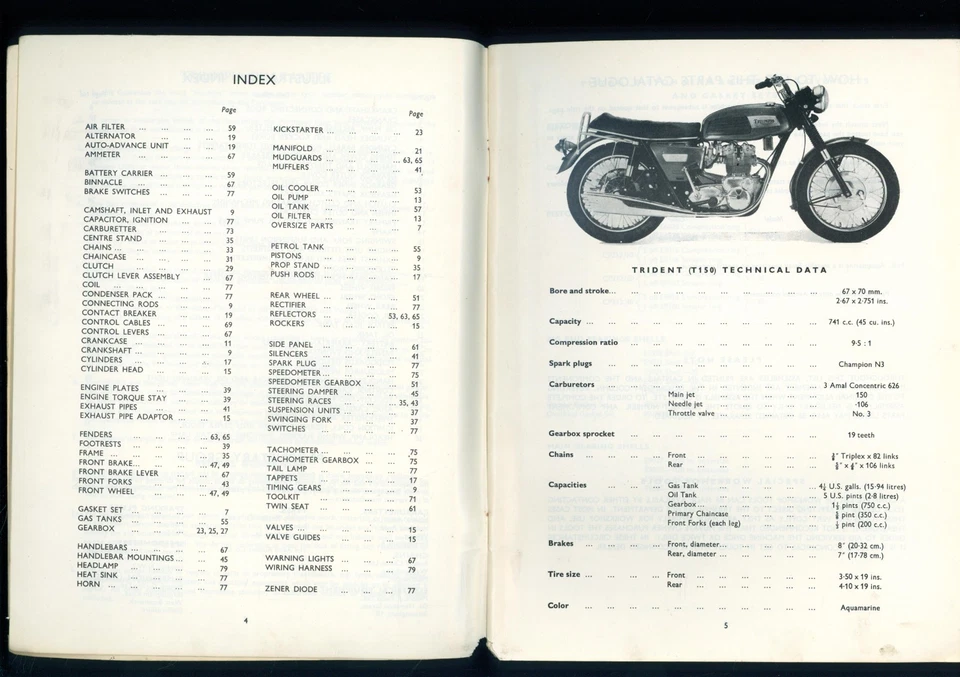 Triumph 750 Trident T150 4-speed (1969-on) Parts List Catalogue Book Manual FX85 - Image 4 of 4