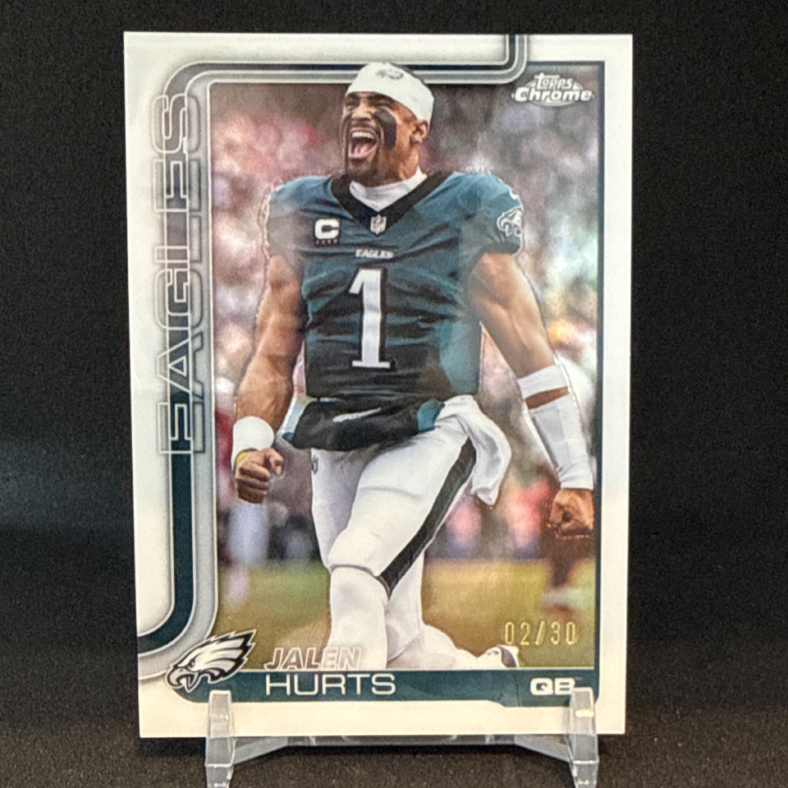 2025 Topps Chrome Jalen Hurts white parallel Color Match Eagles Football /30